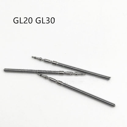 Set of 10 generic GL20 GL30 watch winding stems for precise timepiece movement repair.