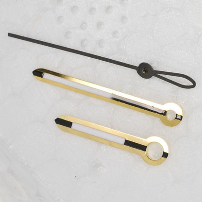 Golden trim watch hands set, compatible with ETA 2824, 2834 movements for precise watch repairs.