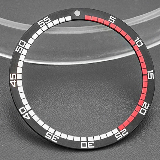 38mm Black Aluminium Racing Bezel for SKX007 watch, sleek flat design enhancing sporty look