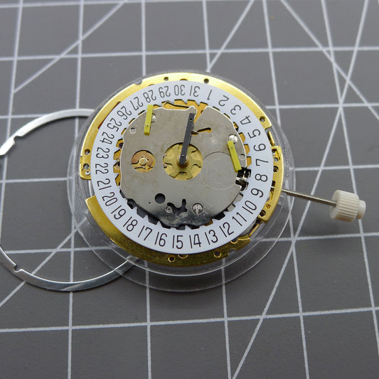 Swiss Made ISA 8171 watch accessory with quartz movement, date at 6, multifunctional features.