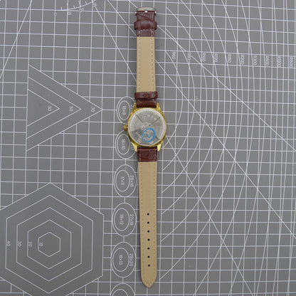 Shanghai 33mm manual mechanical watch with blue dial, golden nail markers, square case, 17 jewels movement.