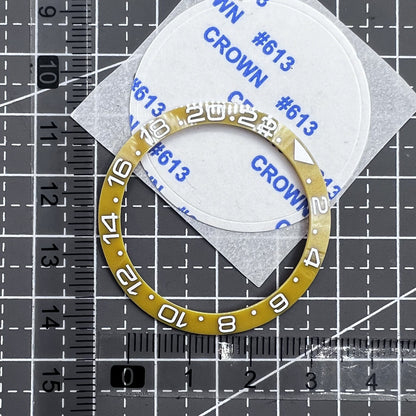 38 mm Keramik-Uhrenlünette, Ring, geneigt, GMT, gelber Hintergrund, weiße Schrift für SUB007 