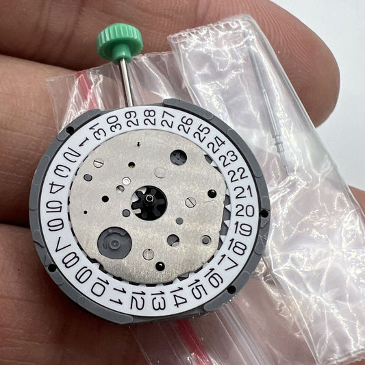 Miyota FS20 chronograph quartz watch movement with date at 3, Japan-made precision by Miyota.