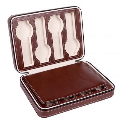 2/4/8 Grids Portable Watch Box Case Organizer PU Leather Zipper Watch Display