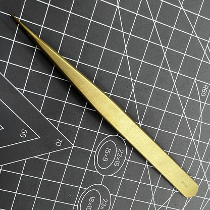 Swiss Bergeon 7422-PM-S5 brass anti-magnetic tweezers for precise watch repair and delicate handling.