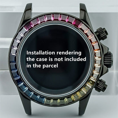 39 mm bunte Uhrenlünette mit Diamantimitat-Edelsteinen für das VK63-Uhrwerk