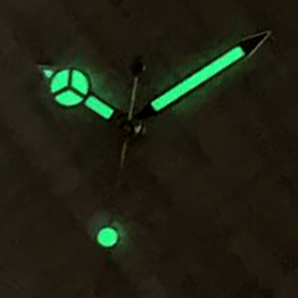 Green luminous watch hands set for NH35A/NH36A movement, sizes 8/12/12.5mm, 3-piece set.