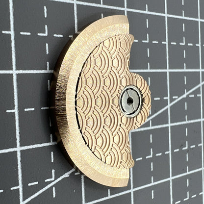 Rose Gold Sea Wave carved rotor, elegant watch accessory for Miyota NH35 NH36 movements.