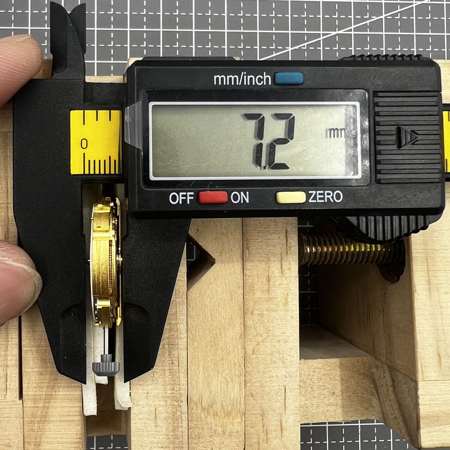 Golden plated watch featuring Miyota/Citizen 8205 automatic movement for durable and precise timekeeping.