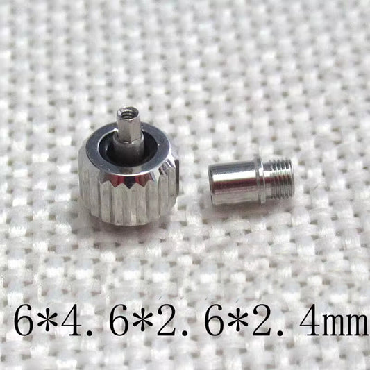Silver 6X4.6mm screwed watch crown for Seamaster 300 cases by Generic, precision fit accessory.