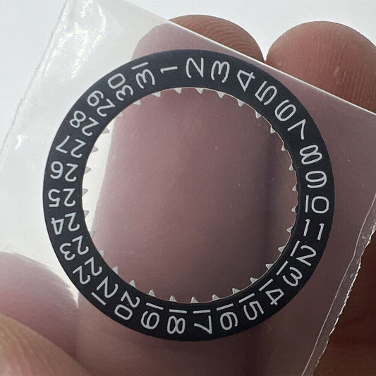 Black date disk wheel for Miyota 9015 with date at 3 o'clock, Japan made precision component.