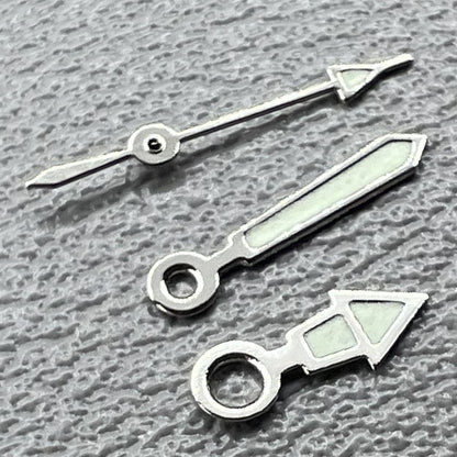 2 Sätze/Packung leuchtende Uhrzeiger mit silbernem Rand für Miyota 2035 Uhrwerk Nr. 1523