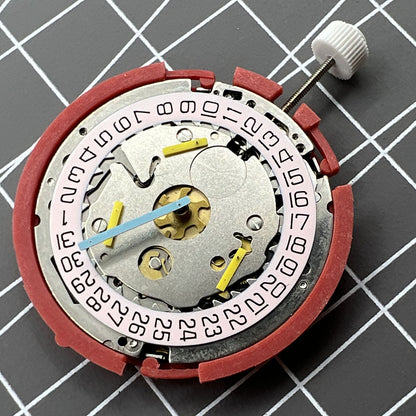 Swiss ISA 8181 quartz watch movement with single calendar, multifunction features for precise timekeeping.