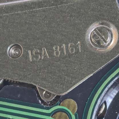 Swiss Made ISA 8161 watch with silver case, date display at 4, and six multifunctional hands for accurate timekeeping