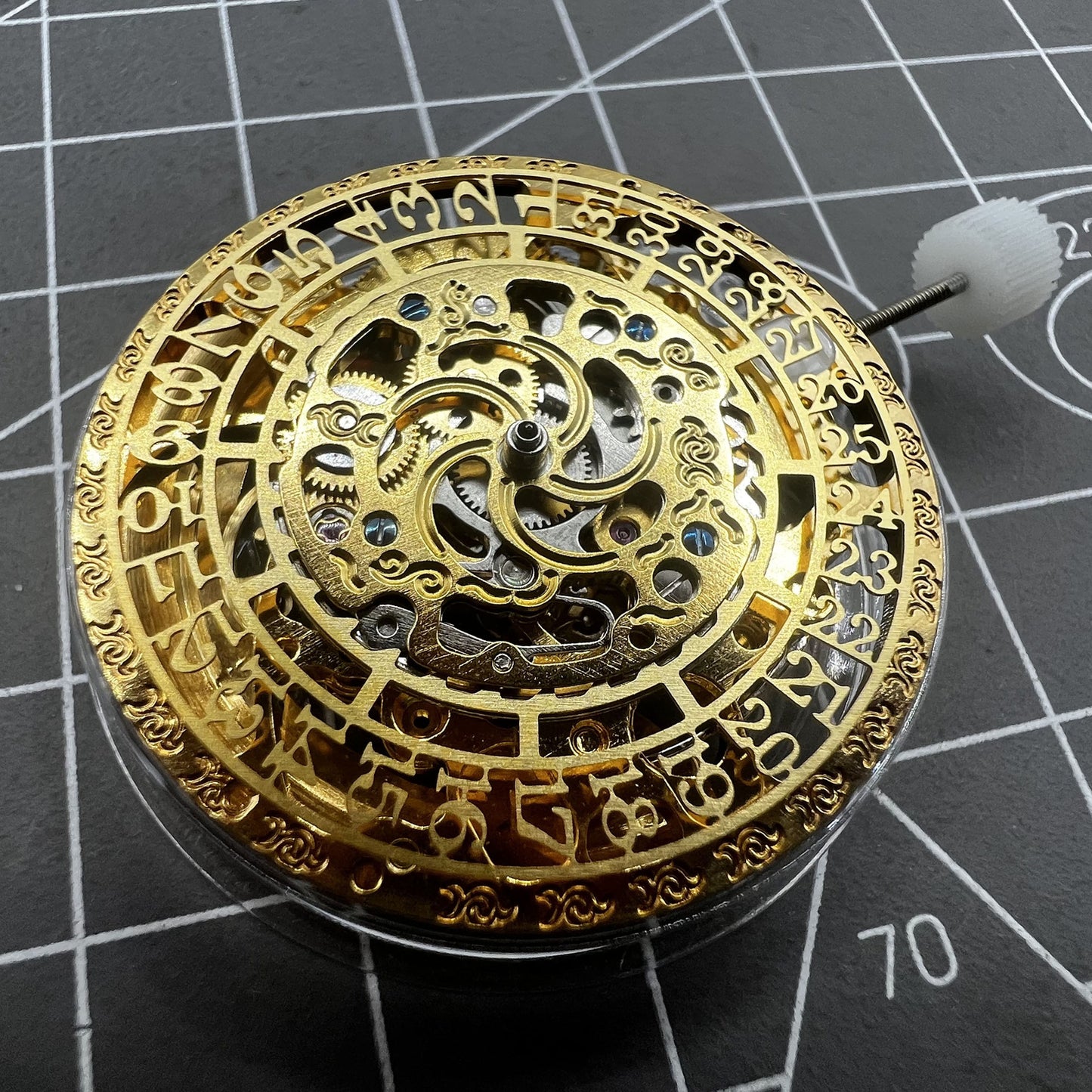 Automatisches mechanisches Uhrwerk Kalender HZ27AOB Golden Hollow