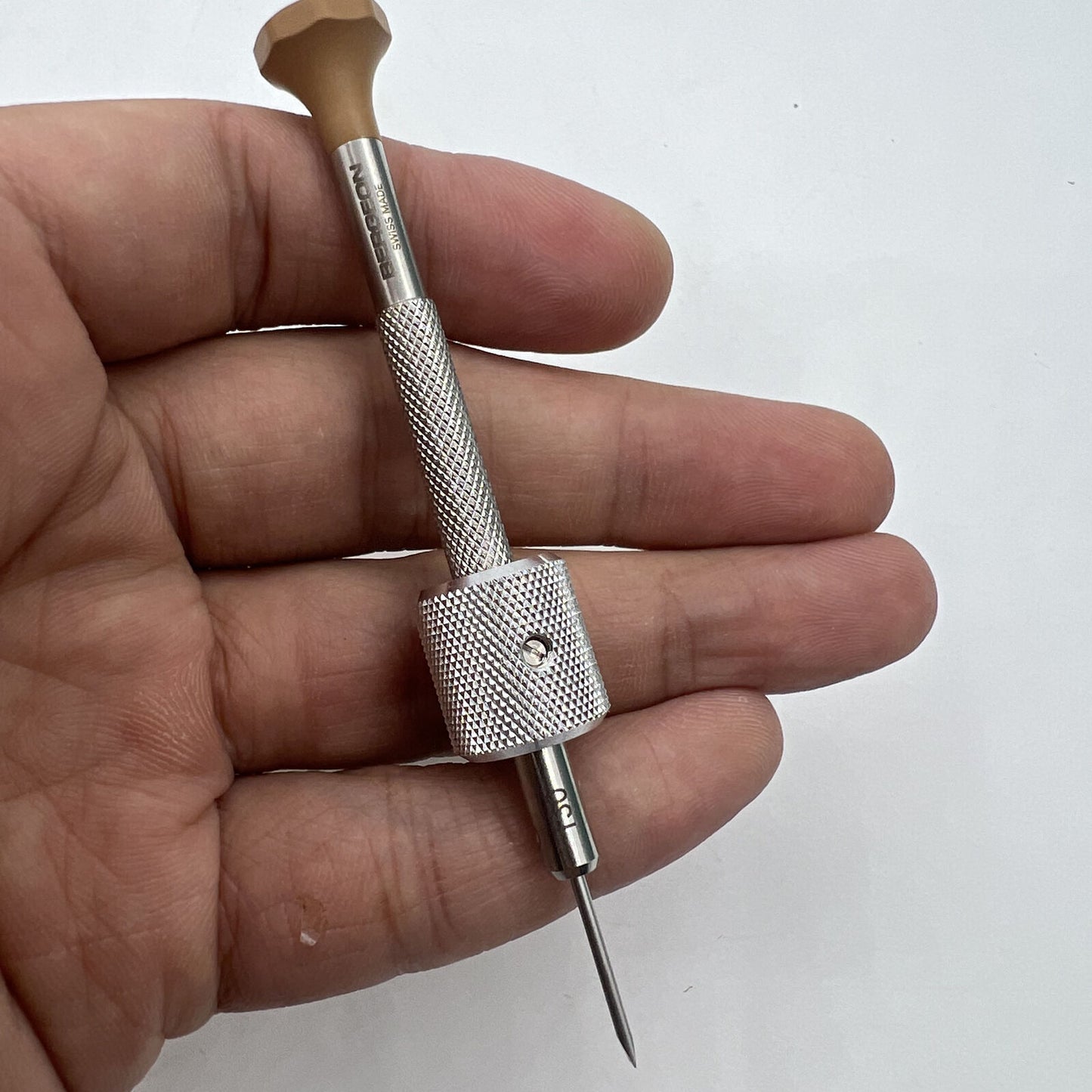 Swiss Made Bergeon 30081-TAM-130 precision 1.30mm drum barrel screwdriver for watch repair tools.