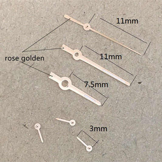 Aiguilles de montre 11 mm avec garniture dorée rose et luminescentes vertes pour VX3J, VX9J, VX7J, VX3N, VX9N, VX42