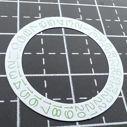 2 Stück weiße Hintergrund hellgrüne Zahlen Scheibe Datumsring für NH35 NH36