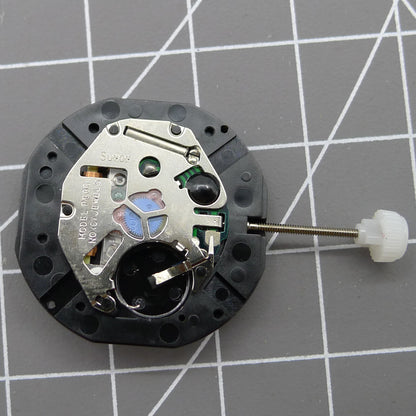 Sunon PE80 quartz watch movement featuring three hands with small seconds subdials at 3, 6, and 9 o'clock positions.