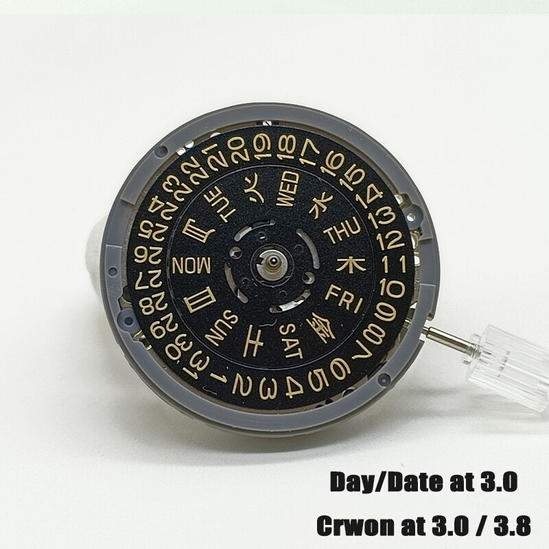 NH36 Japan Crown At 3.0/3.8 Automatic Mechanical Movement Black Dial Golden Font
