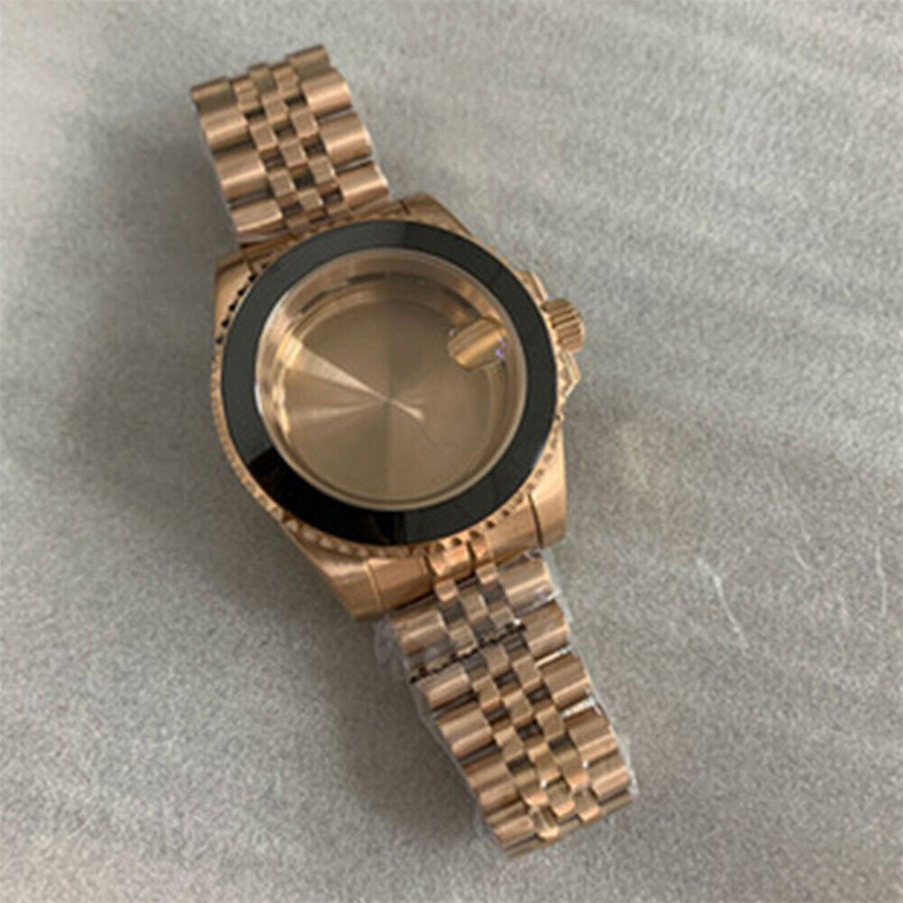 40MM sapphire glass watch case with strap for NH35/NH36 movement, durable style.