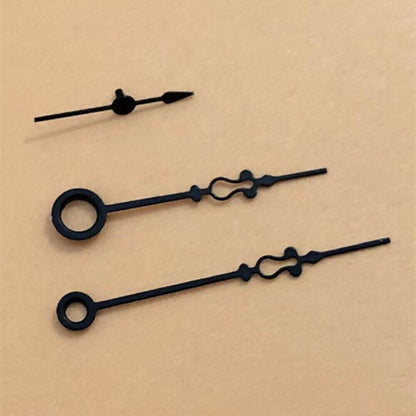 Small black floral watch hands by Seagull, designed for ST3600/ST3621/ETA6497/6498 movements, elegant detail.