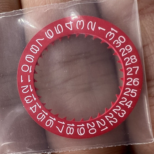 White font red date disk wheel for NH36 NH35 movement, date at 3 o'clock, Crown Position 3.8, watch accessory.