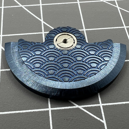 Blue Sea Wave engraved rotor oscillating weight for Miyota NH35 NH36 watch movement.