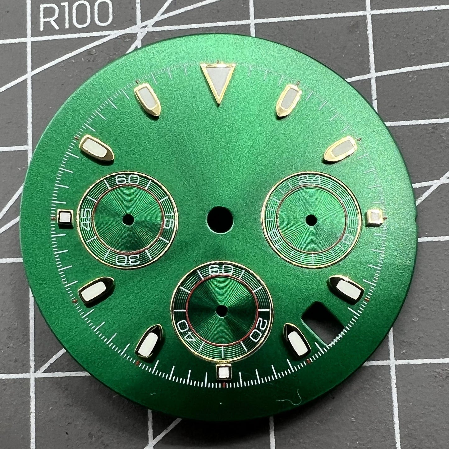 Green luminous matted dial for VK63 quartz watch, enhancing visibility and style ? perfect replacement part.