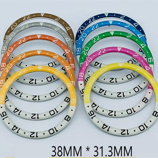 38 mm Harz + Aluminiumlegierung, blau leuchtende Uhrenlünette für die Serien SKX007 und SKX011