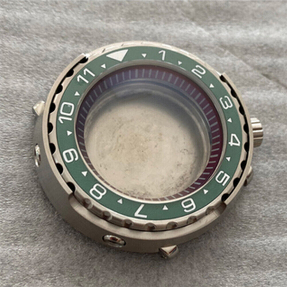 45MM stainless steel watch case with mineral glass, compatible with NH35/36 movements, durable and stylish accessory.