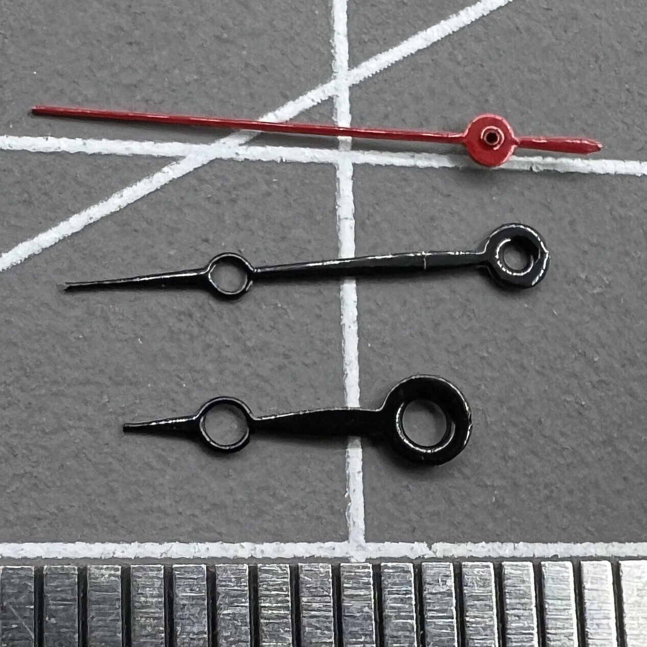 15mm Black and Red painted watch hands set with no lume for Miyota 2035 2115 2105 2305 movements