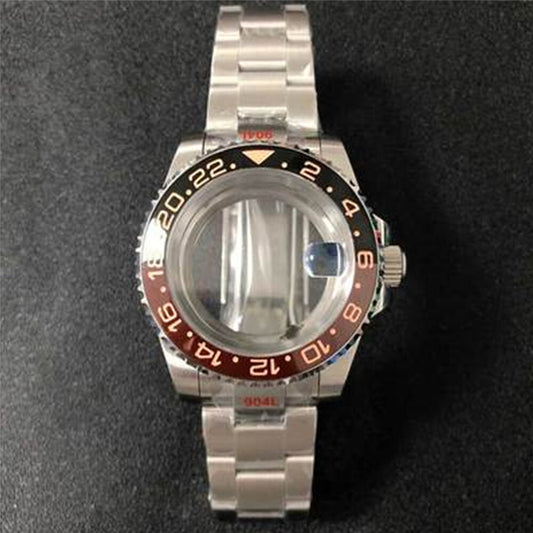 Transparent 40MM sapphire glass watch case with strap for NH35/NH36, available in 22 colors, premium quality.