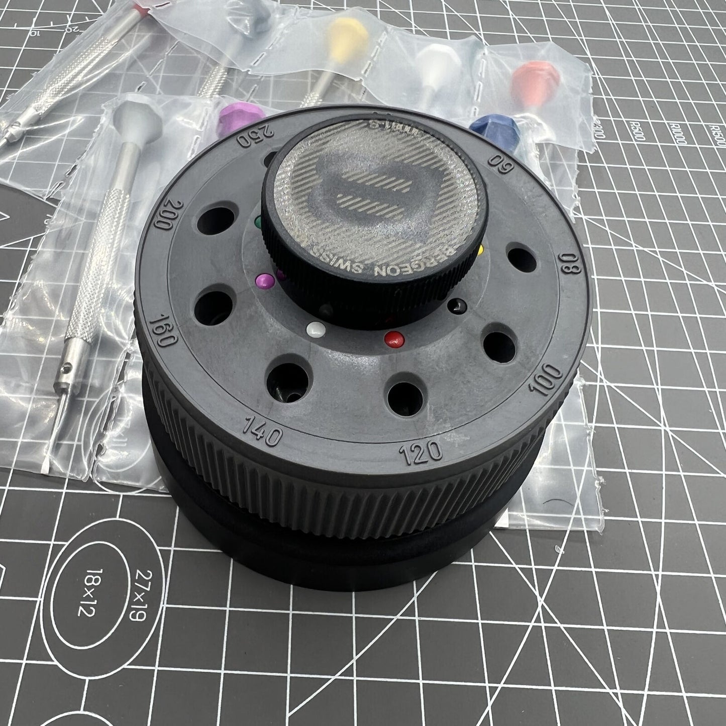 Bergeon 30081-S09 Swiss Made ergonomic screwdriver set with 9 precision tools for delicate watch repair tasks.