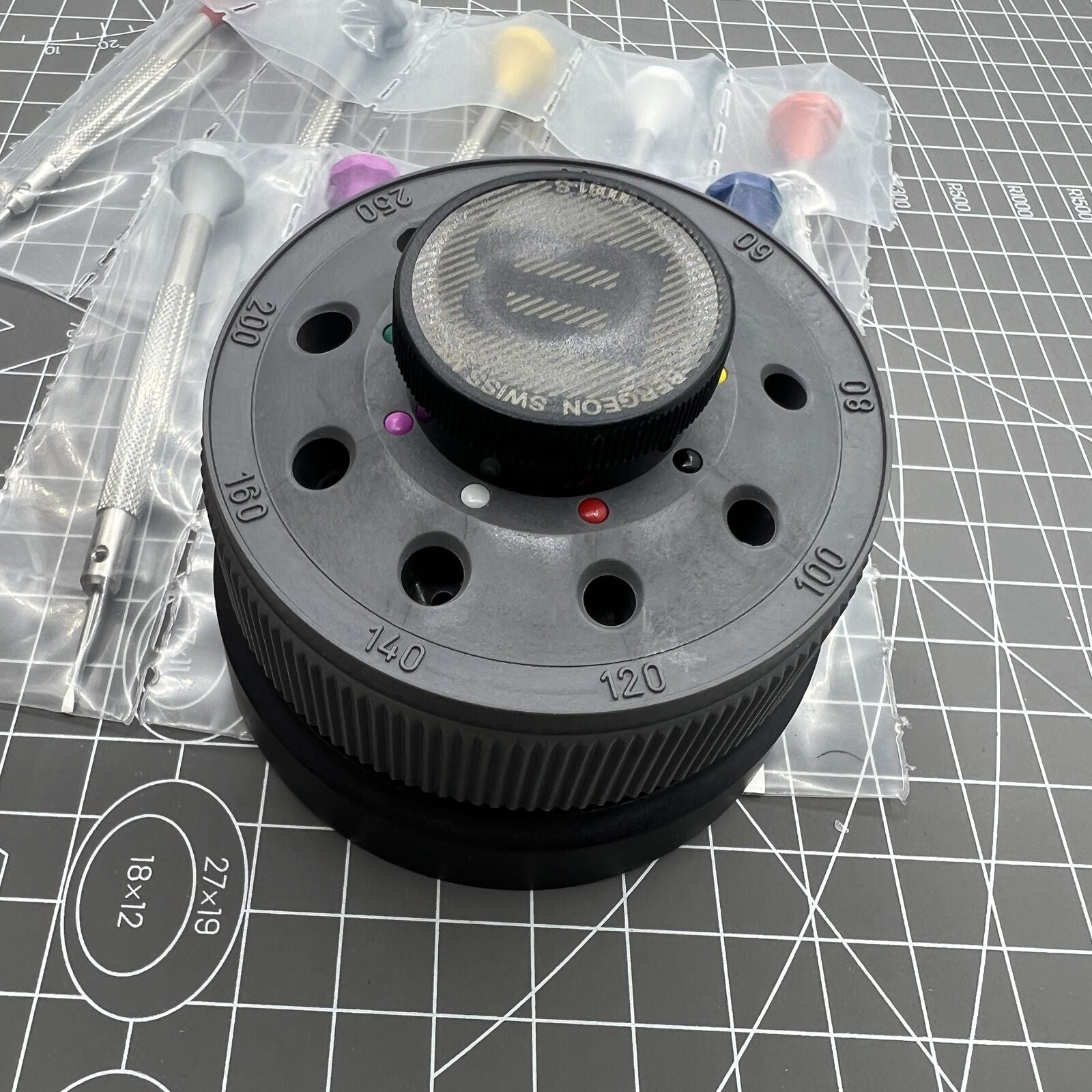 Bergeon 30081-S09 Swiss Made ergonomic screwdriver set with 9 precision tools for delicate watch repair tasks.