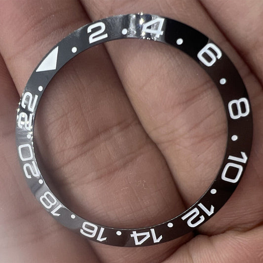 38mm black ceramic bezel for GMT men's watch, durable repair part