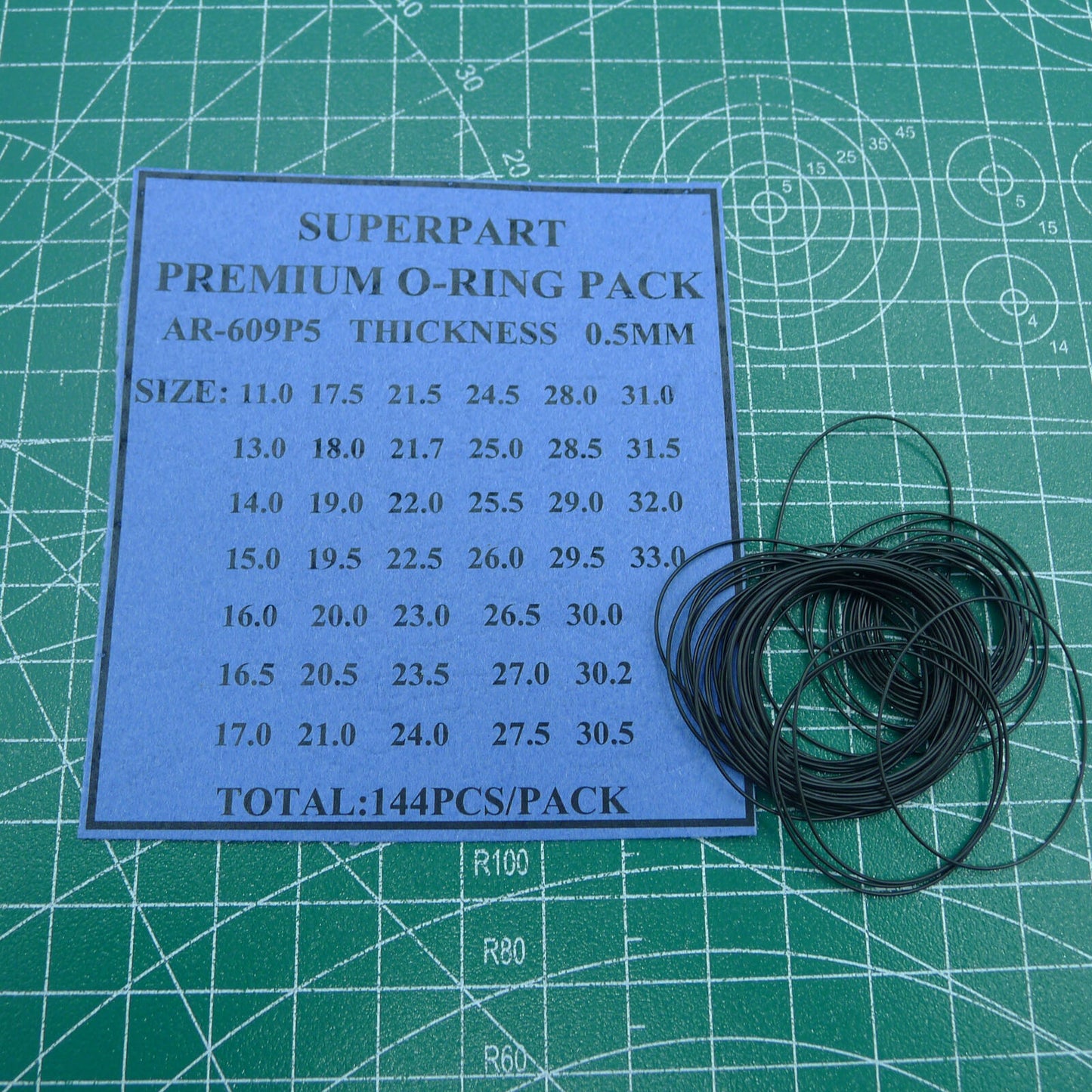 Wholesale 0.5mm watch O ring kit with 144 waterproof gaskets in 39 sizes for sealing.
