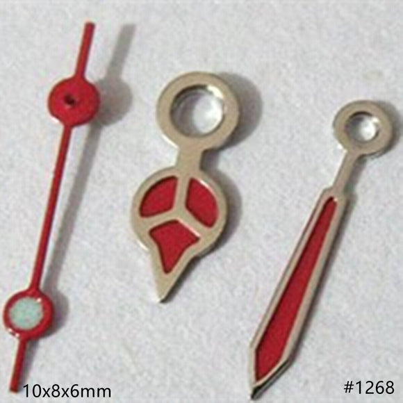 10mm Silver Trim Red Painted Watch Hands Set for Miyota 2035 2115 2105 2305