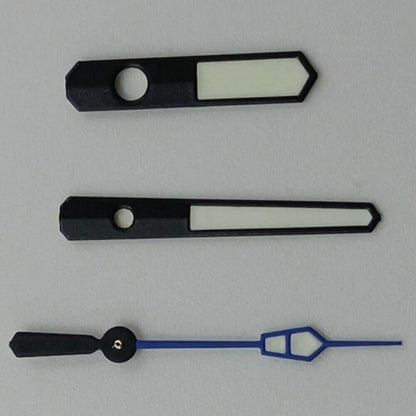 Aiguilles de montre 12,5 mm bleu + noir avec luminescent vert pour mouvement NH35 NH36 7S26 7S36
