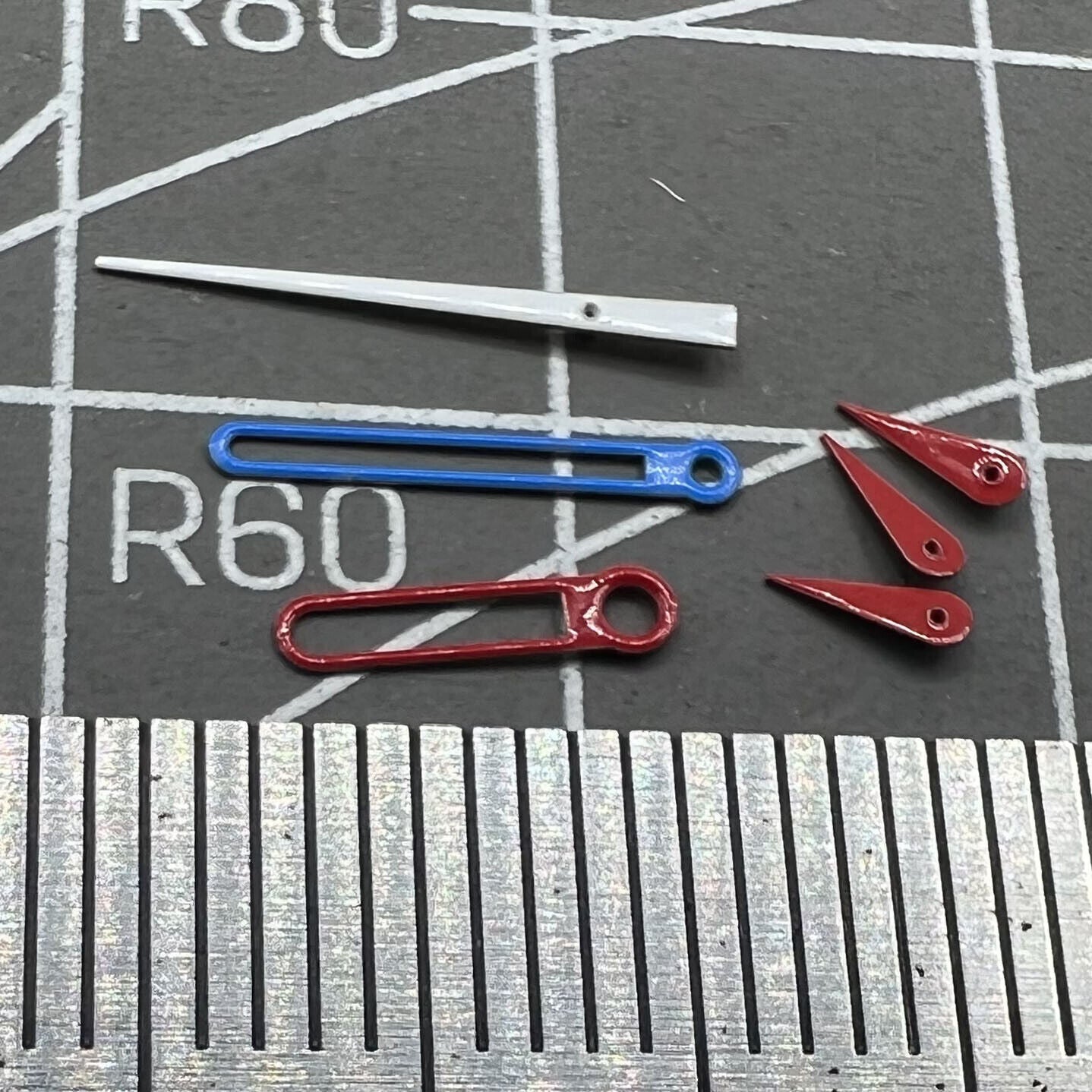 Red small second hand with blue and red trim for VD53, VD54, VD57 watch movements.