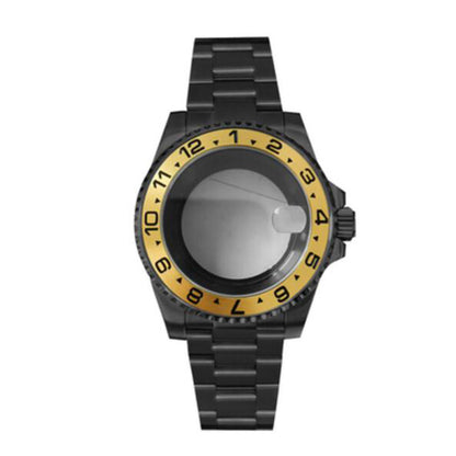 PVD Black SUB Watch Case+Strap 40mm Sapphire Glass 5ATM Waterproof for NH35/NH36