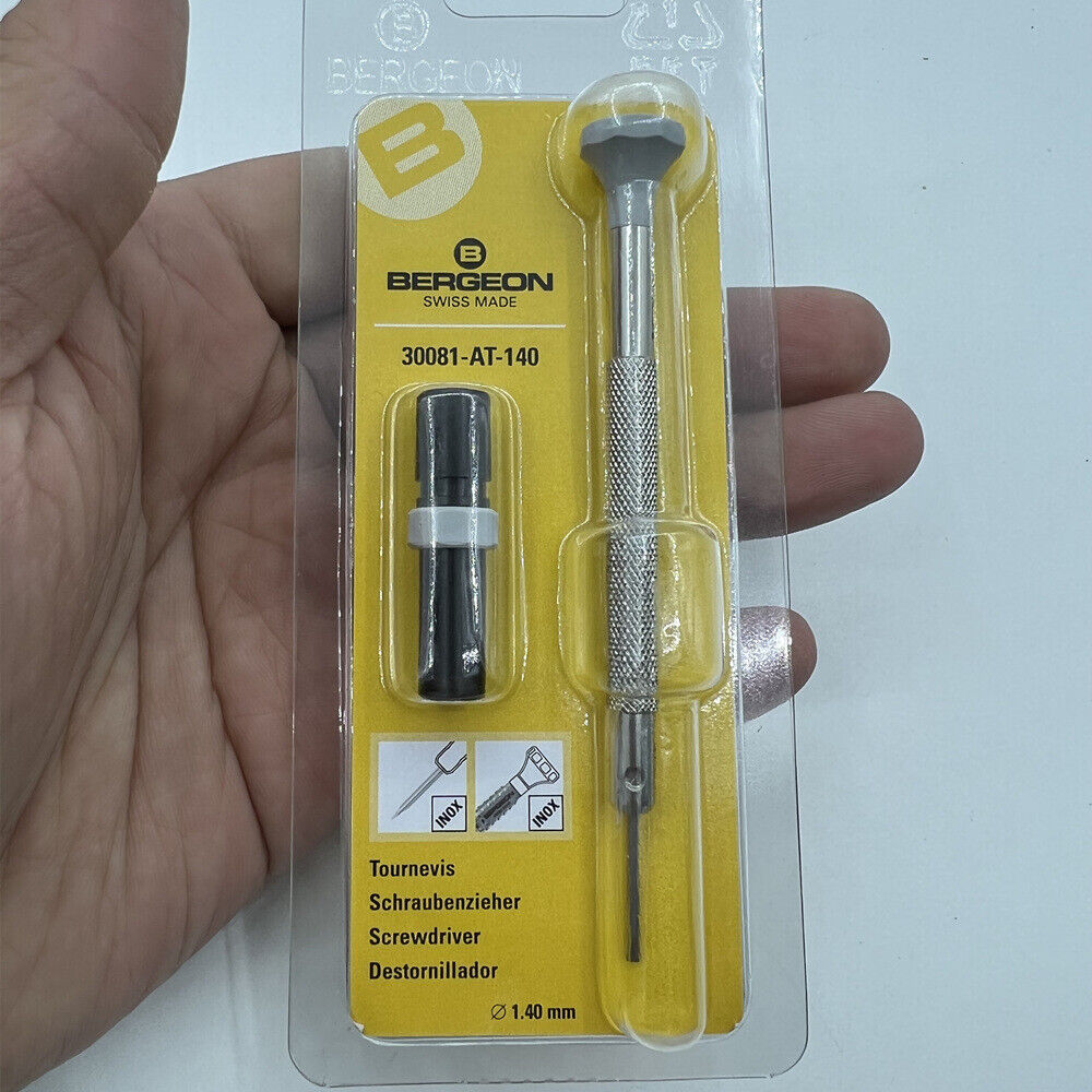 Bergeon 30081-AT-140 ergonomic 1.40mm screwdriver with spare blades for precise watch repairs