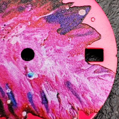 No Lume 28.5mm pink oil painting leaf pattern watch dial for NH35, elegant accessory replacement.