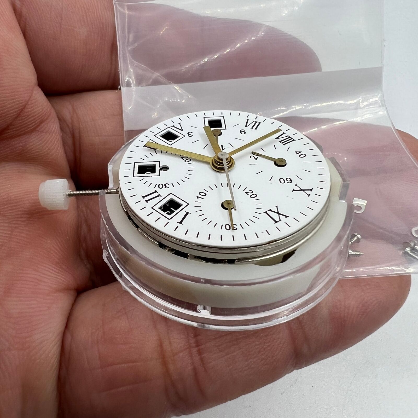 Black dial ETA 7750 chronograph watch with single calendar, Swiss precision, elegant design.