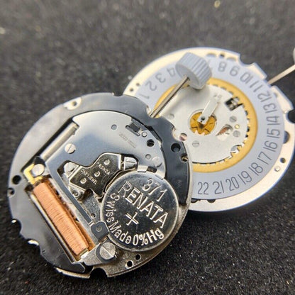 Ronda 705 quartz watch movement with date window at 3 o'clock, precision repair part by Ronda.
