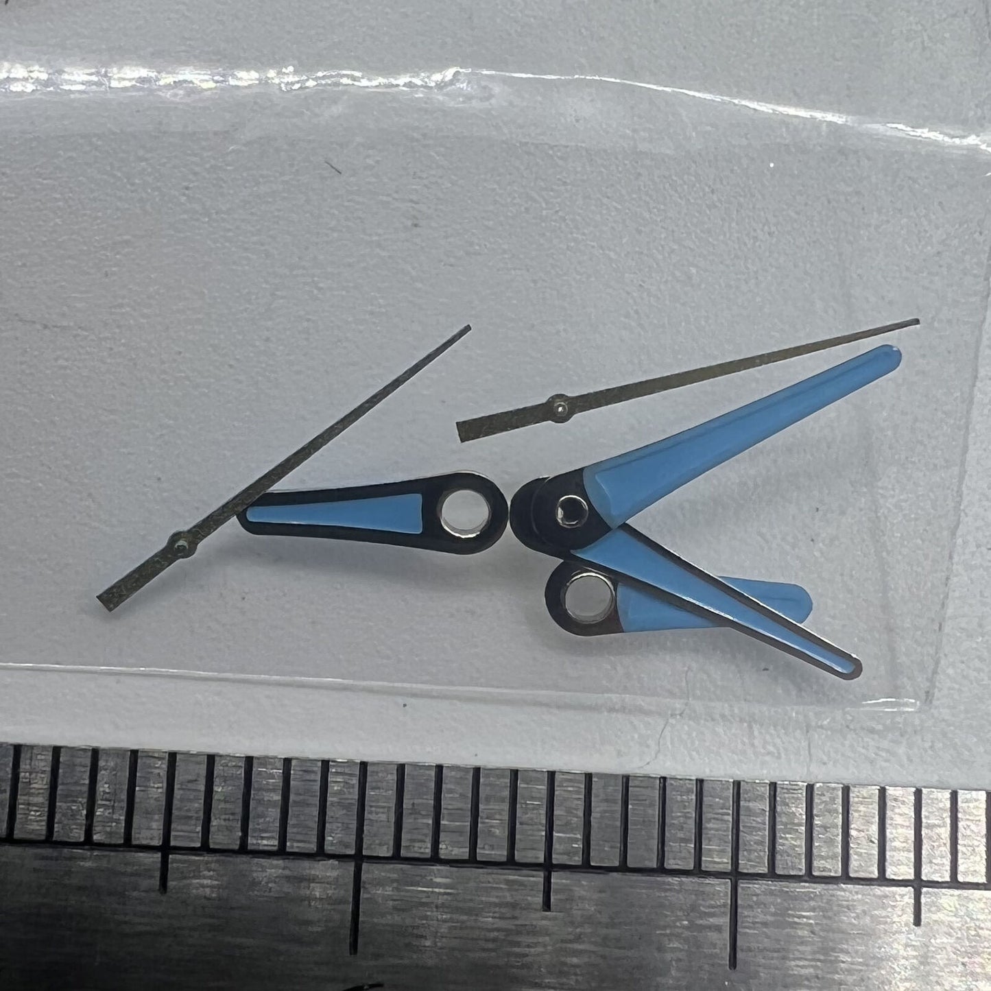 Set of blue 13mm, 11mm, and 9mm watch hands for Miyota 2035 movement, sleek style.
