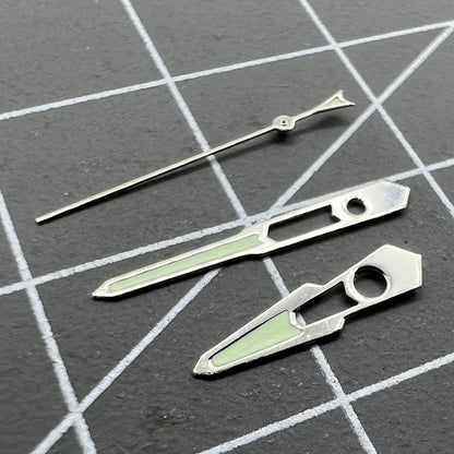 13 mm Uhrzeiger mit silberner Zierleiste, hohl, grün, Leuchtmasse für mechanisches Uhrwerk NH35 NH36 