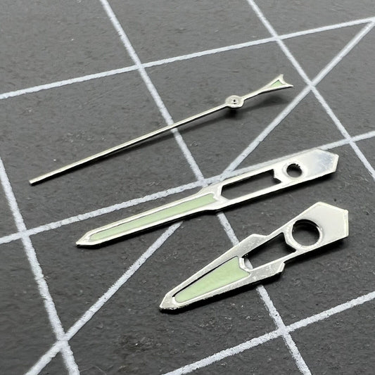 13 mm Uhrzeiger mit silberner Zierleiste, hohl, grün, Leuchtmasse für mechanisches Uhrwerk NH35 NH36 