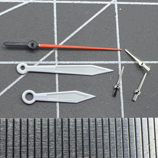 14mm orange lume second hand with silver trim for Miyota 0S20 quartz watch movement.