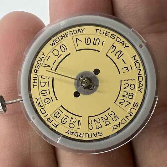 Asian Tianjin Seagull T16 watch with golden dial, day-date feature, automatic mechanical movement